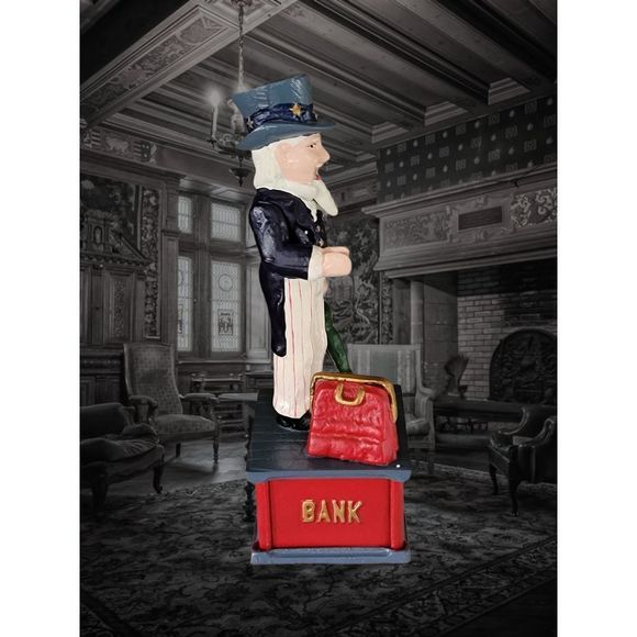 Vintage Cast Iron Penny Bank Vintgage Mechanical Working Uncle Sam Bank - Picture 2 of 10